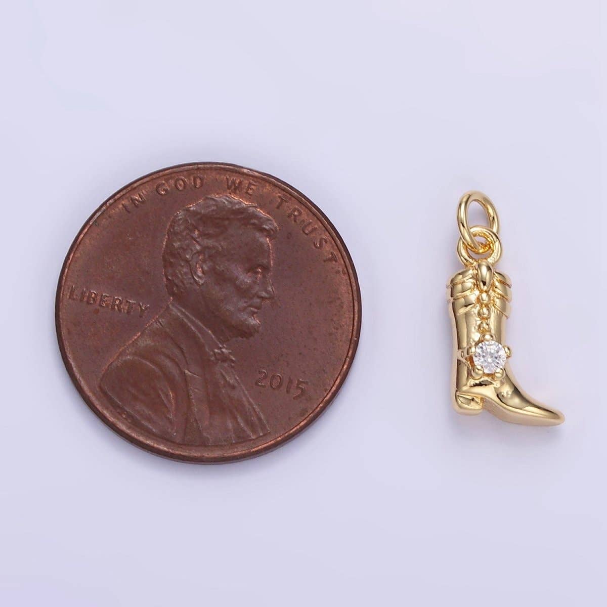 16K Gold Filled CZ West Cowboy Boots Charm