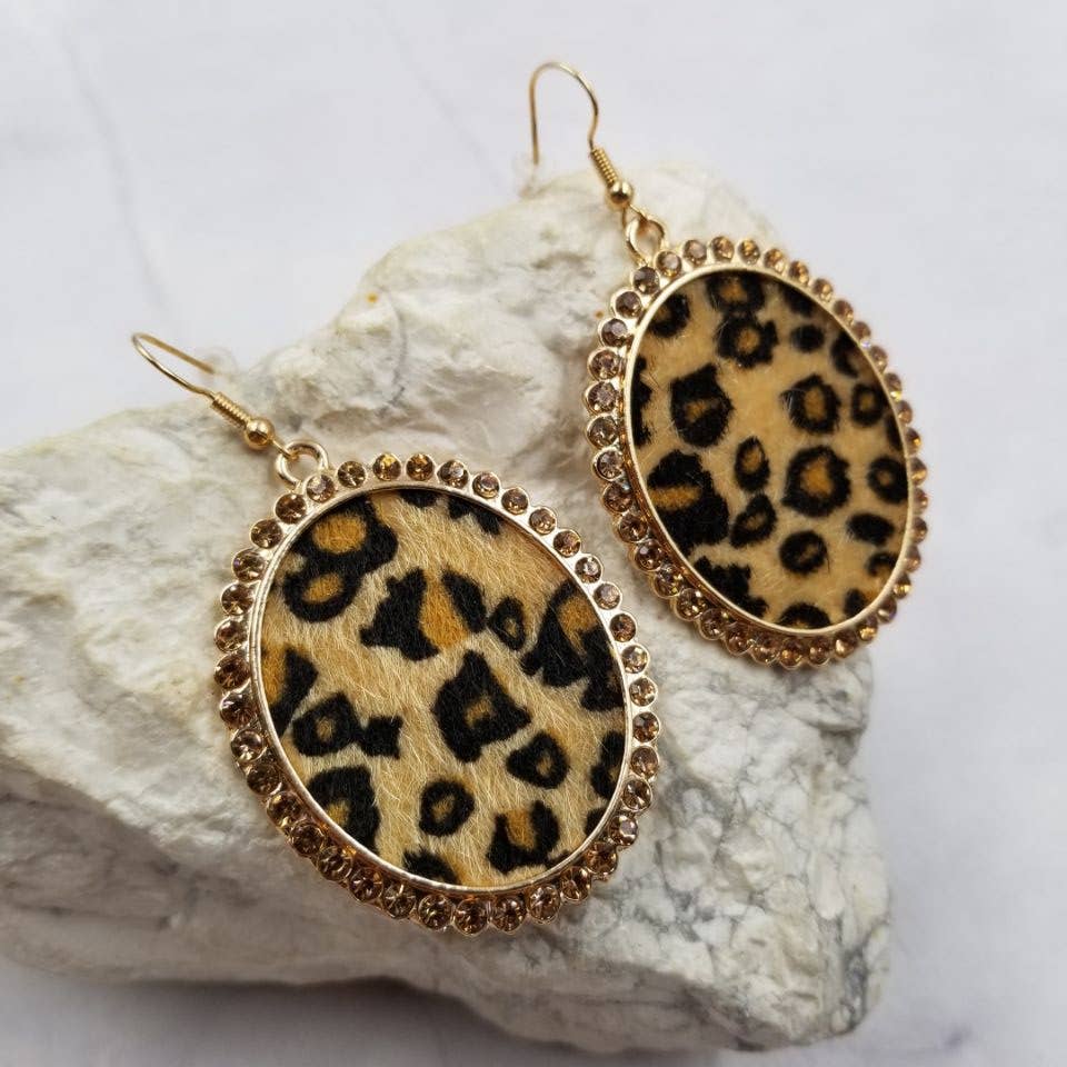 Vintage Leopard Oval Earrings