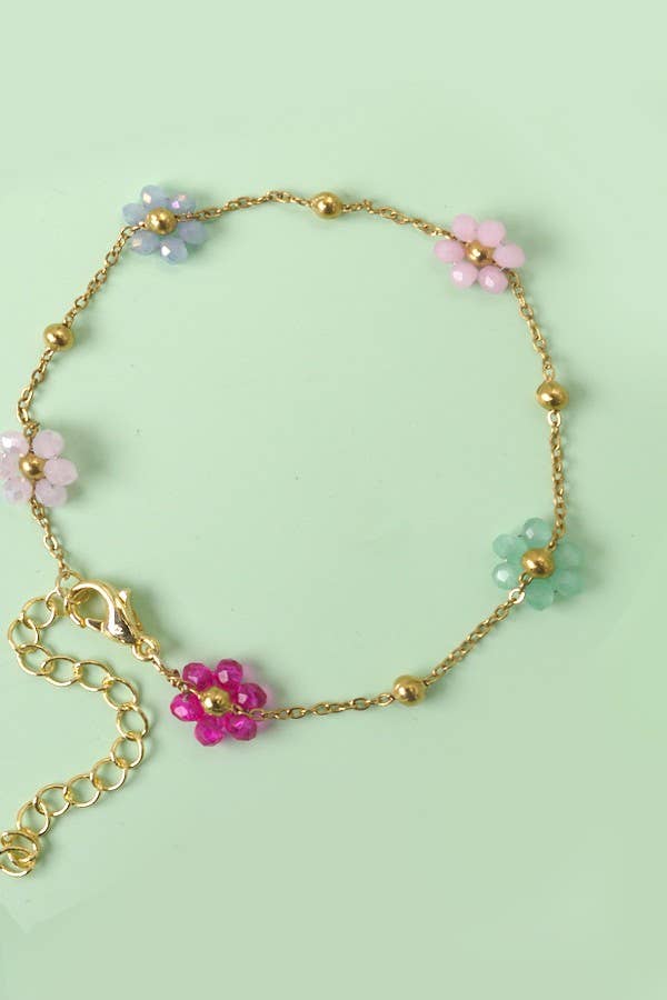 Beaded Flower Charm Bracelet