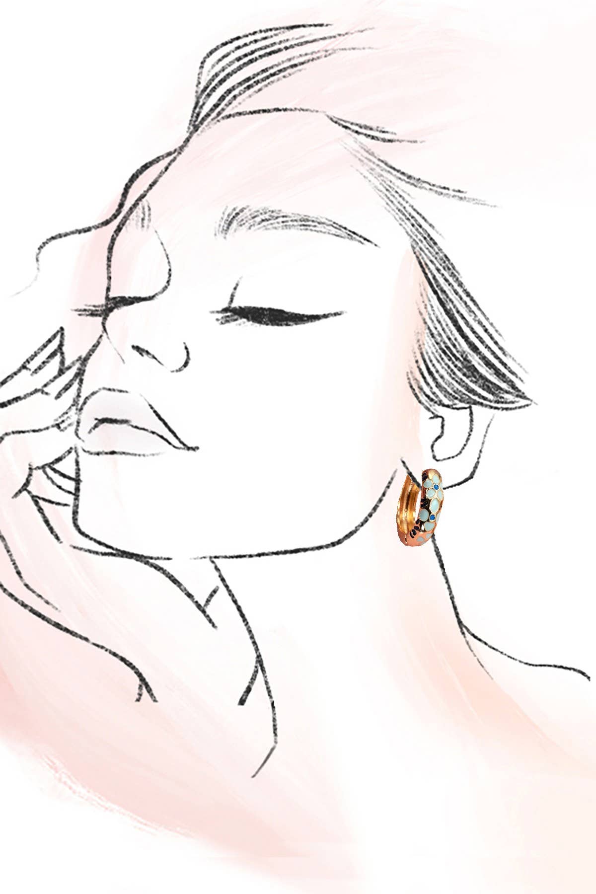 Colorful Floral Hoop Earrings