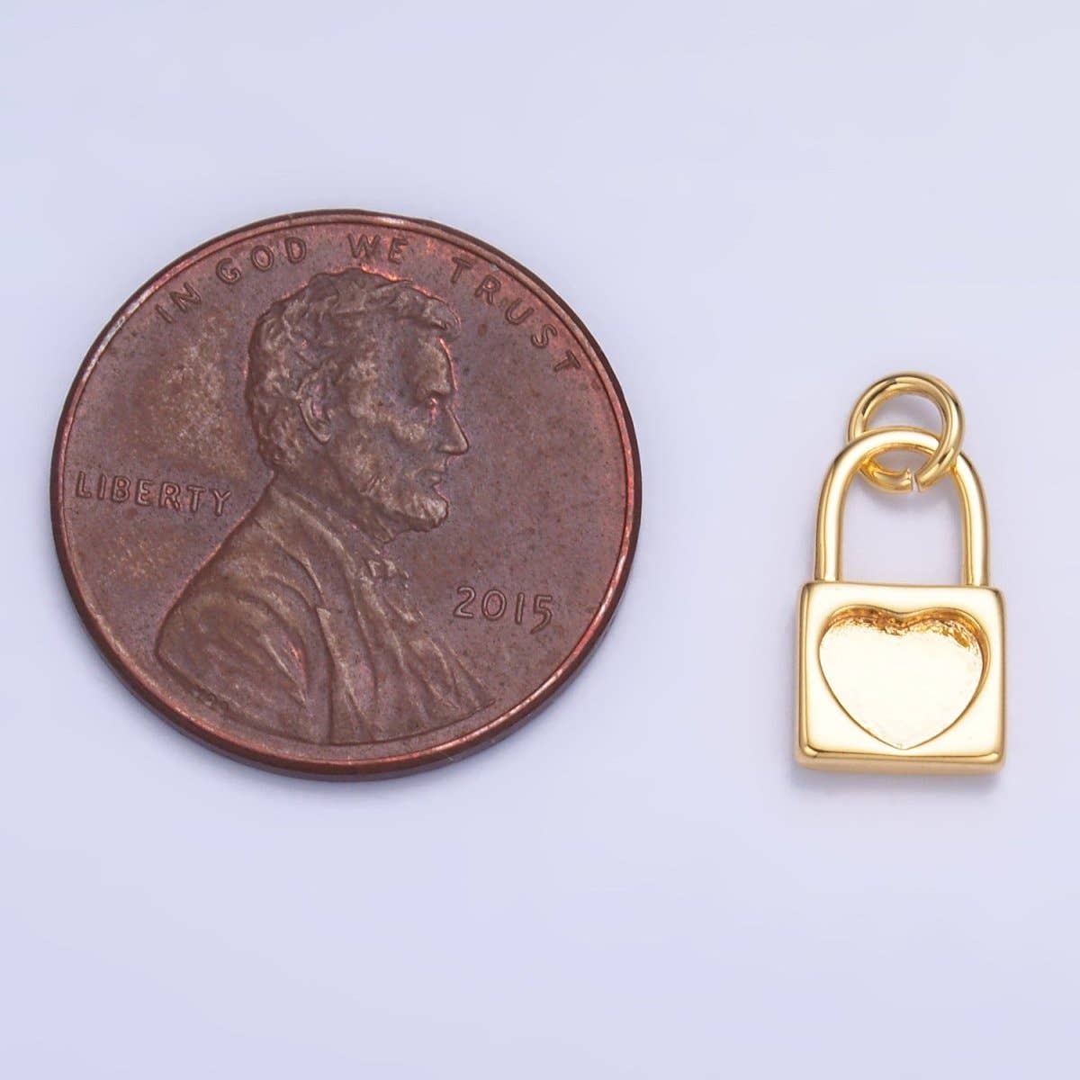 24K Gold Filled Heart Padlock Charm