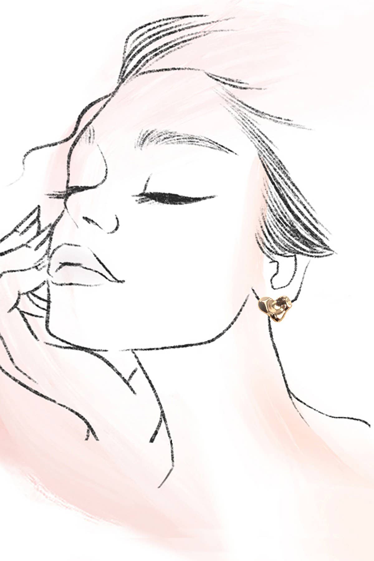 Organic Gold Heart Post Earrings