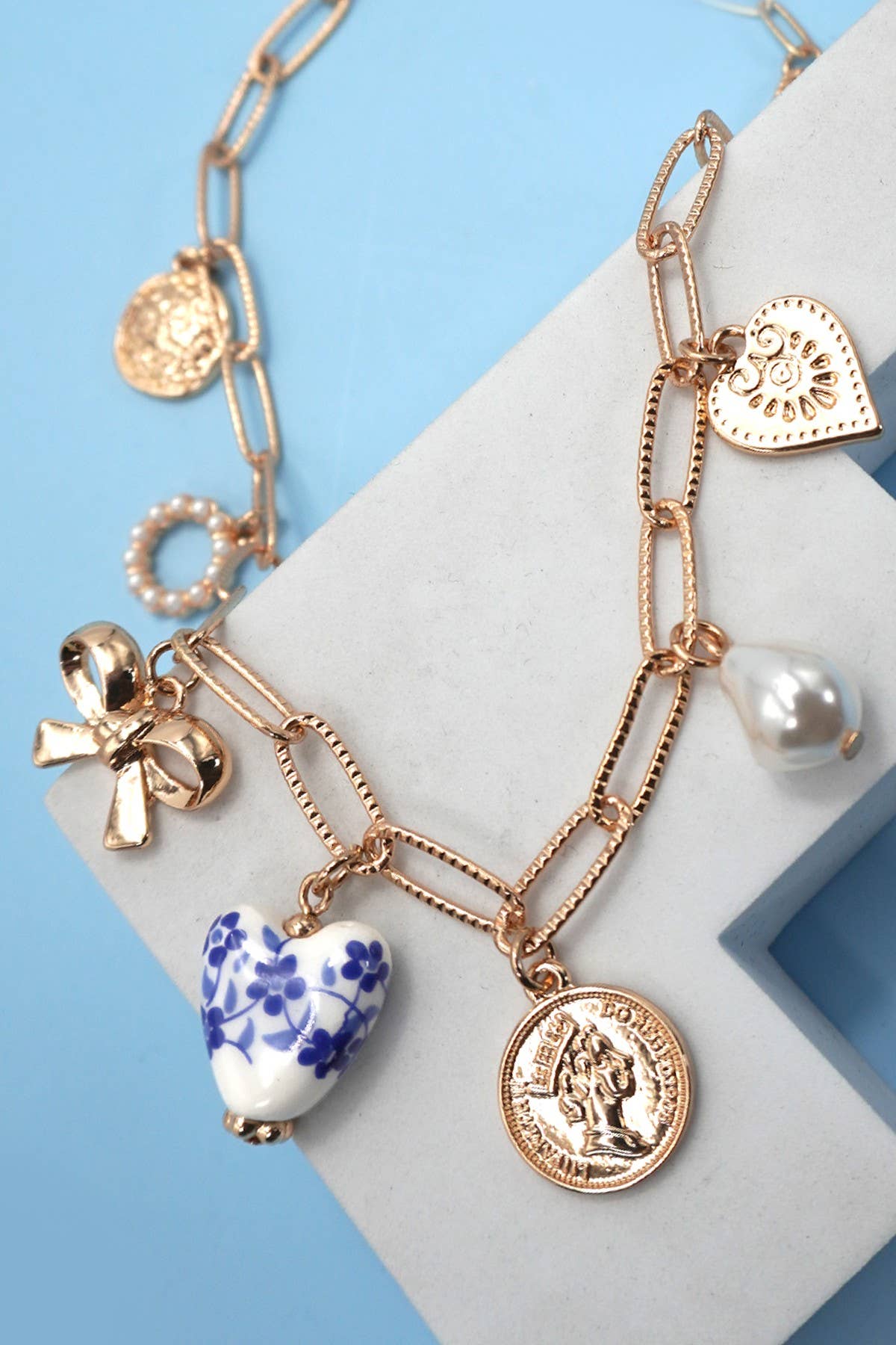 Ceramic Charm Link Necklace