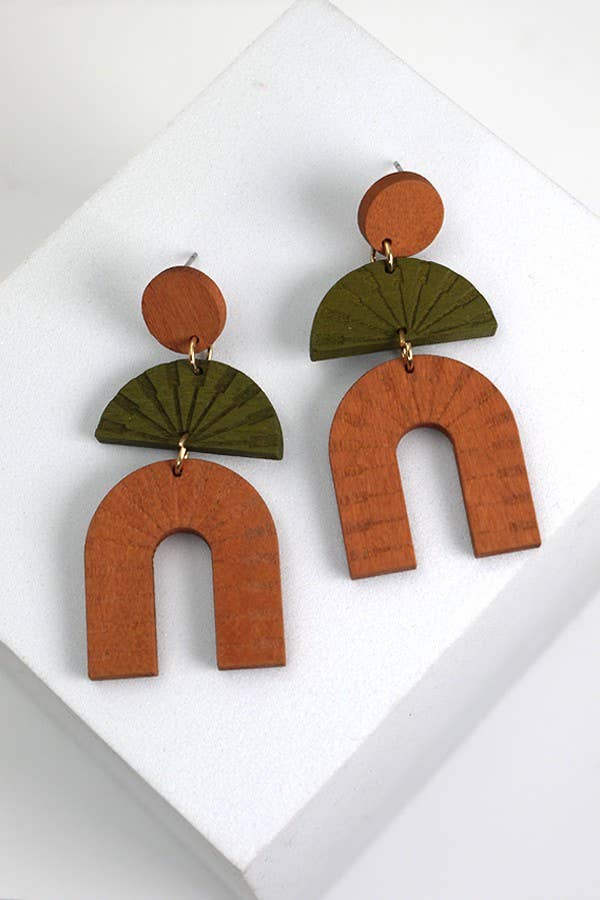 Carved Wood Earrings