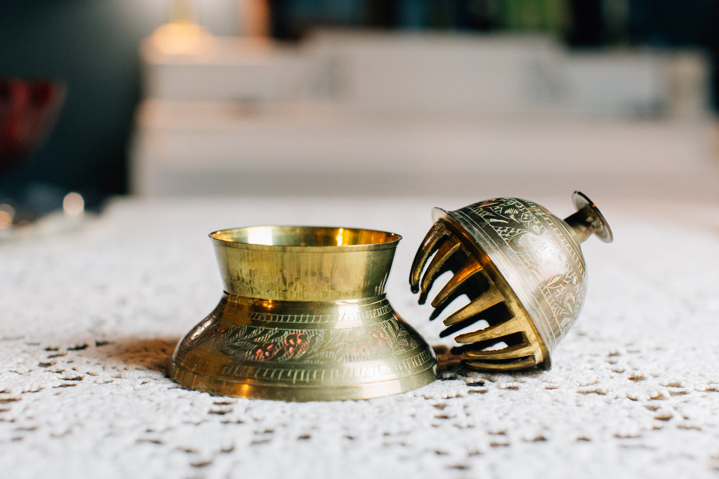 Antique Elephant Claw Bell & Holder