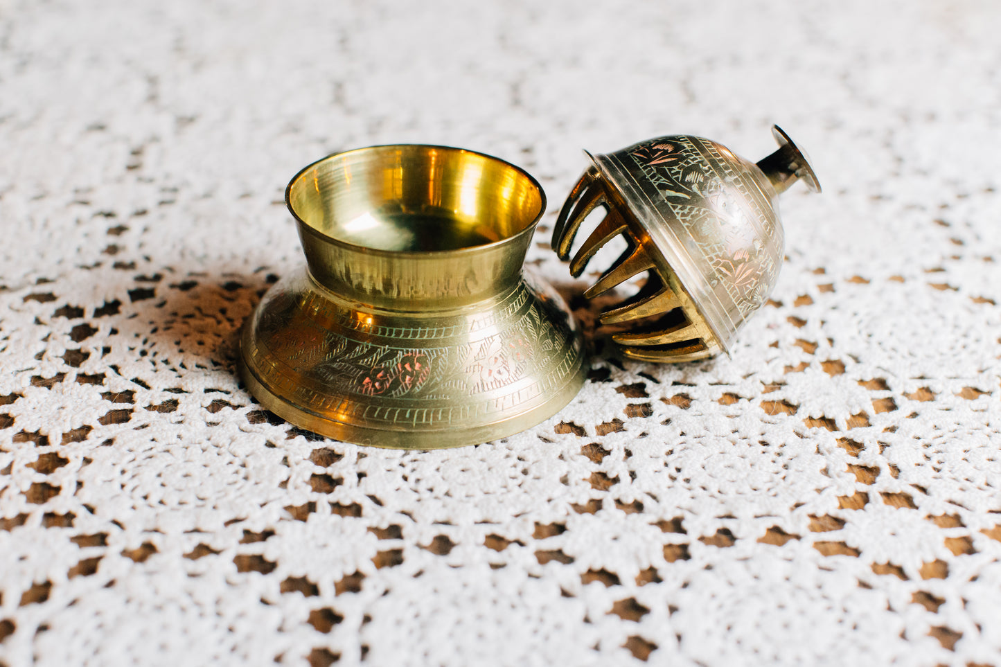 Antique Elephant Claw Bell & Holder