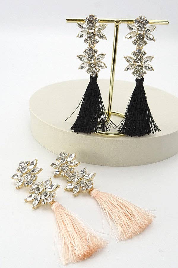 Rhinestone & Tassel Earrings