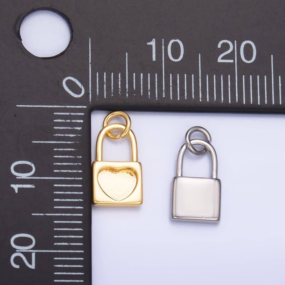 24K Gold Filled Heart Padlock Charm