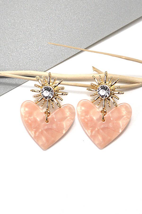 Star Burst Heart Drop Earrings