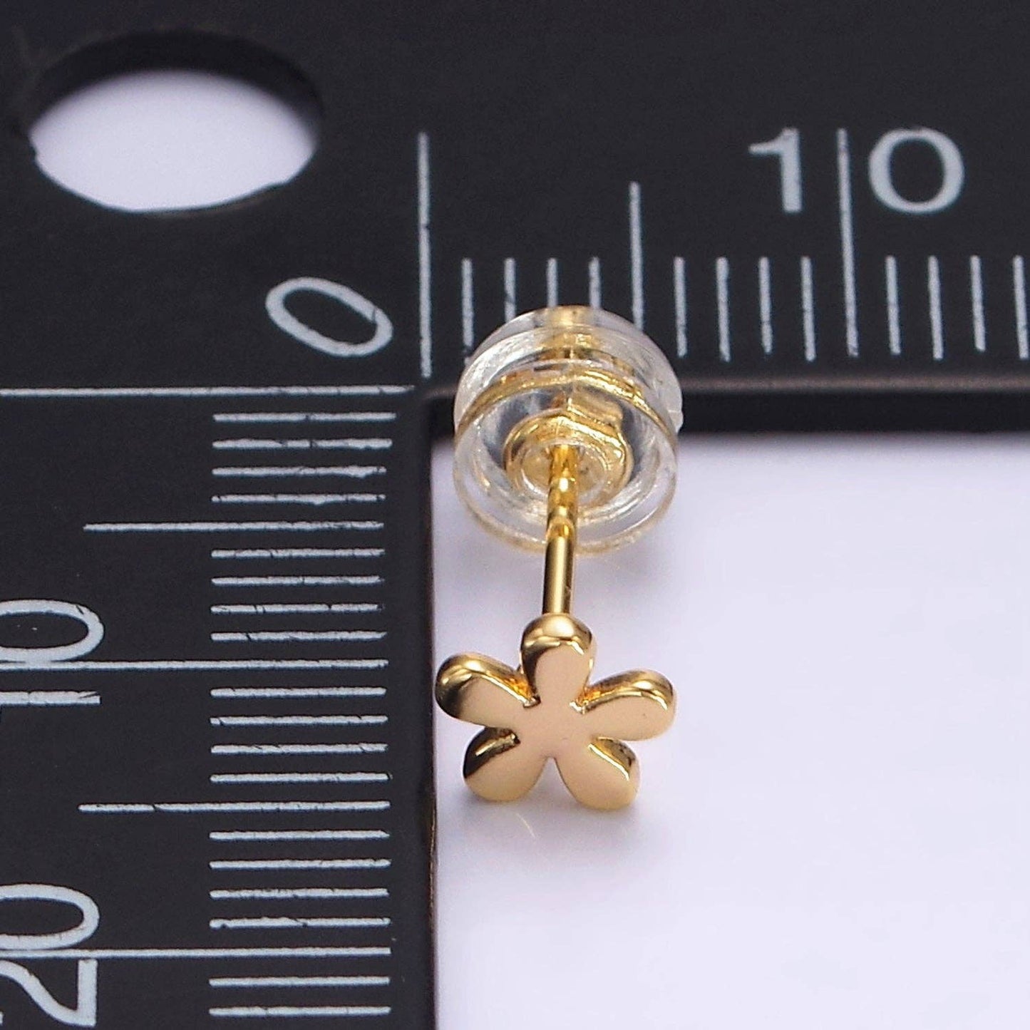 16K Gold Filled 5mm Flower Minimalist Mini Stud Earrings