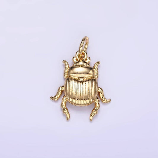 14K Gold Filled Scarab Beetle Textured Animal Charm | W775