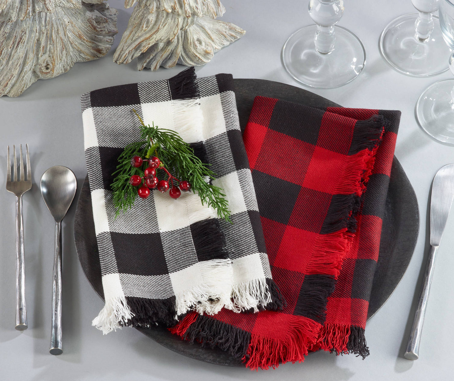 Fringed Buffalo Plaid Napkin