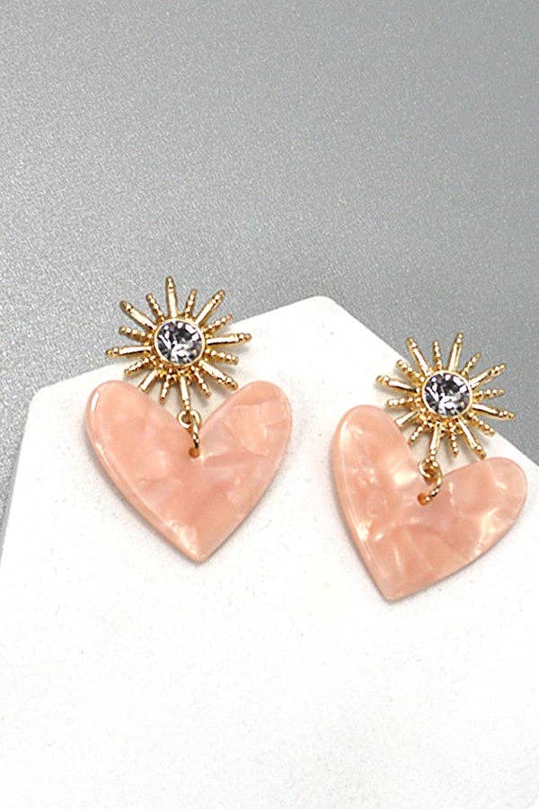 Star Burst Heart Drop Earrings