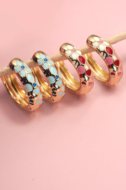Colorful Floral Hoop Earrings