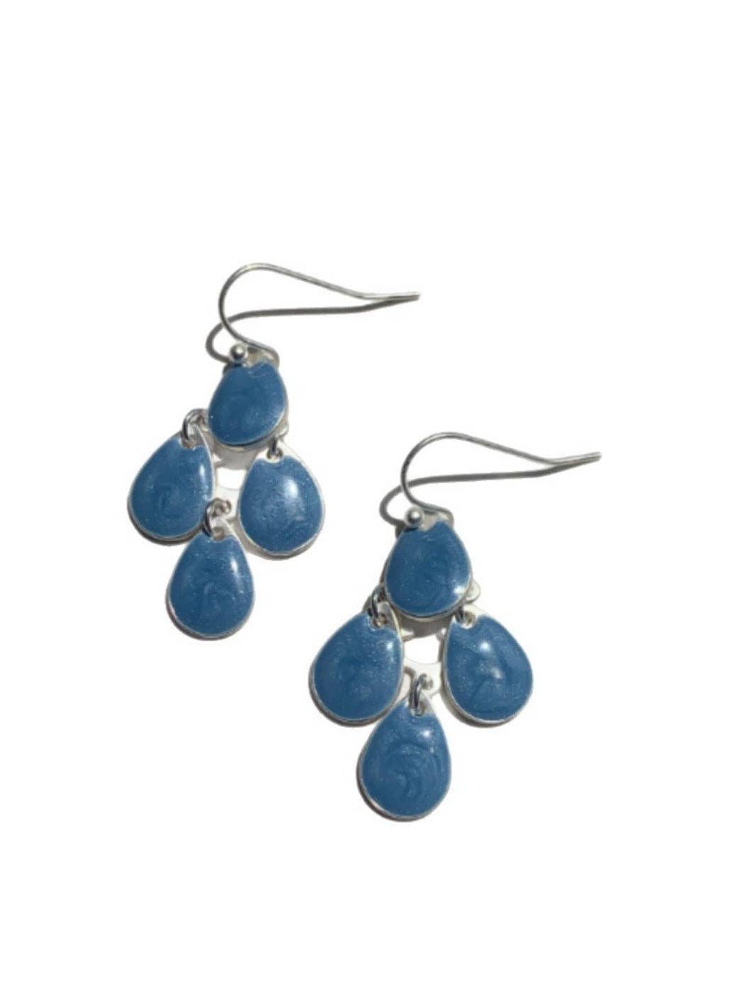 Earwish - Blue Teardrop Tassel Earrings - Elegant & Simple