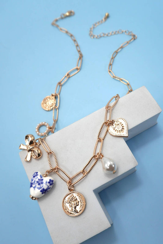 Ceramic Charm Link Necklace