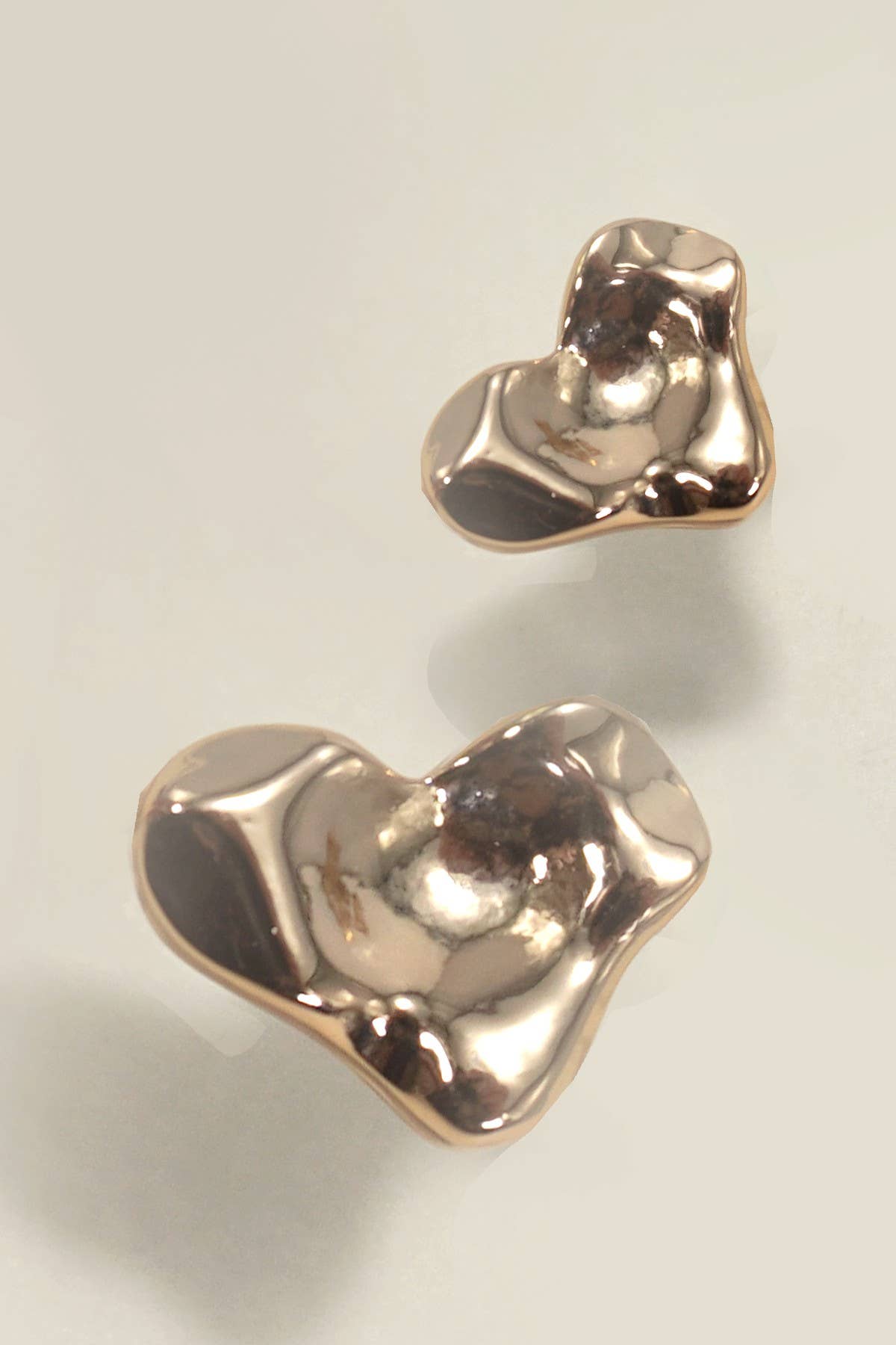 Organic Gold Heart Post Earrings