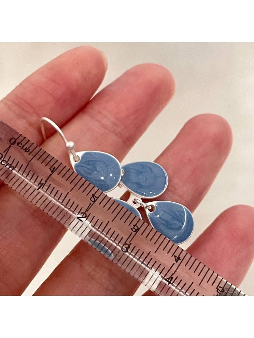 Earwish - Blue Teardrop Tassel Earrings - Elegant & Simple