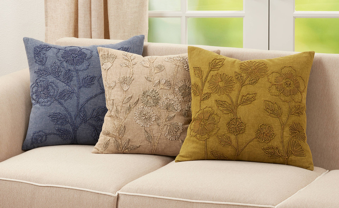 The Genevieve - Stone Washed Floral Pillow Cover