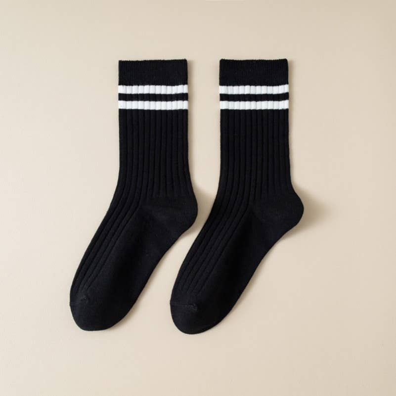 Womens Striped Half Crew Throwback Cotton Sock