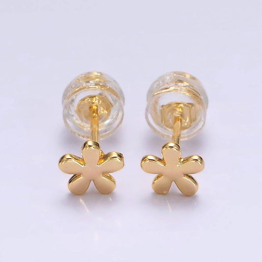 16K Gold Filled 5mm Flower Minimalist Mini Stud Earrings