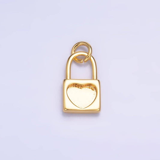 24K Gold Filled Heart Padlock Charm
