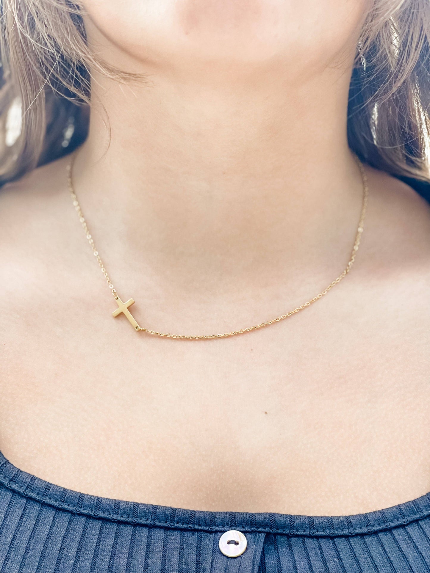 "Faith On My Side" Gold Cross Link & Chain Necklace