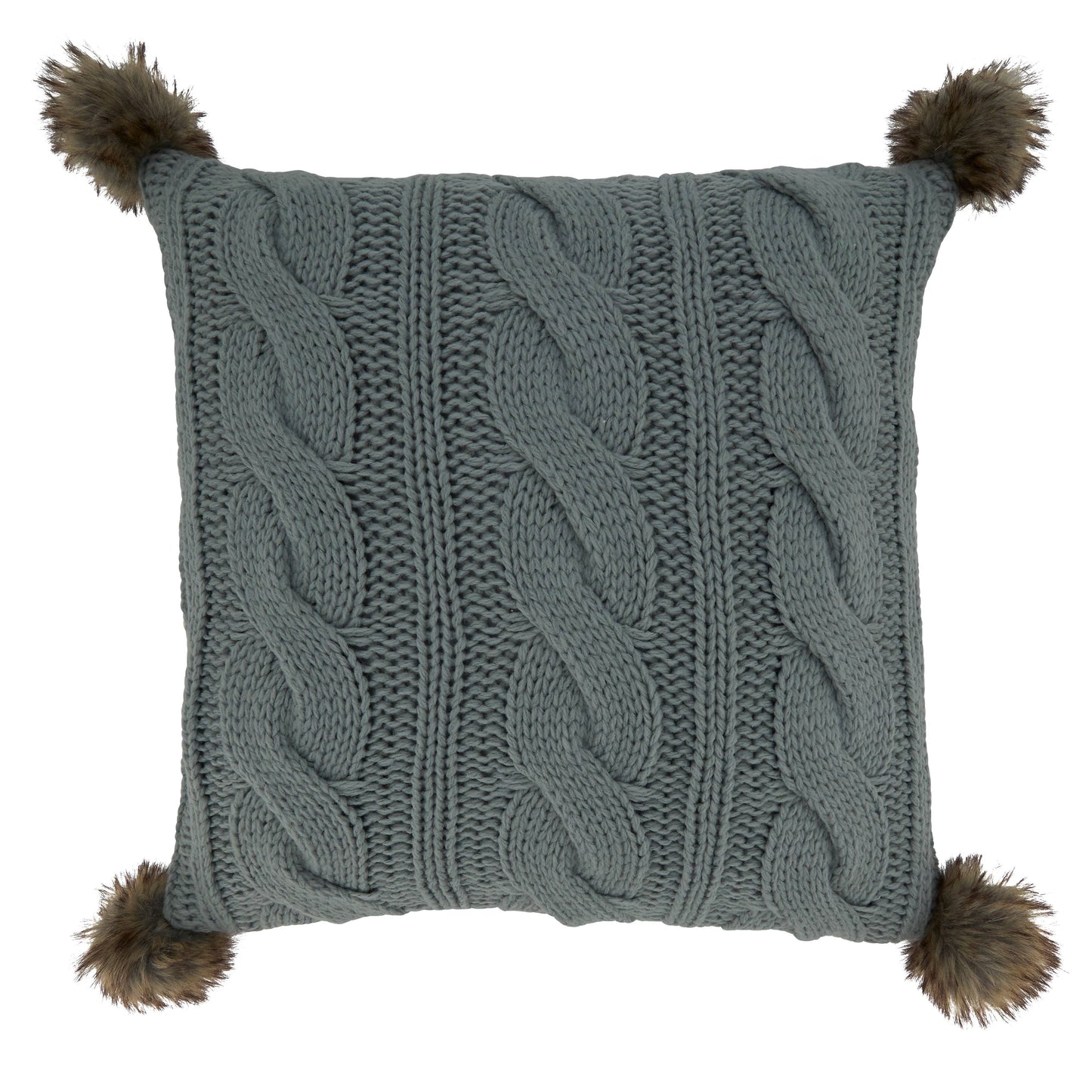 The Aralia - Cable Knit Pom Pom Poly-Filled Throw Pillow