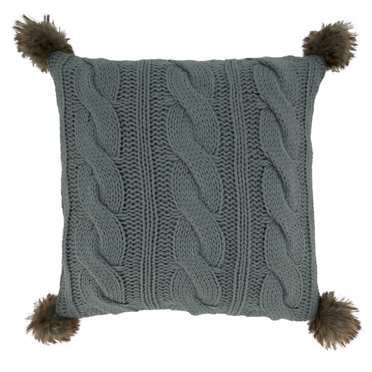 The Aralia - Cable Knit Pom Pom Poly-Filled Throw Pillow