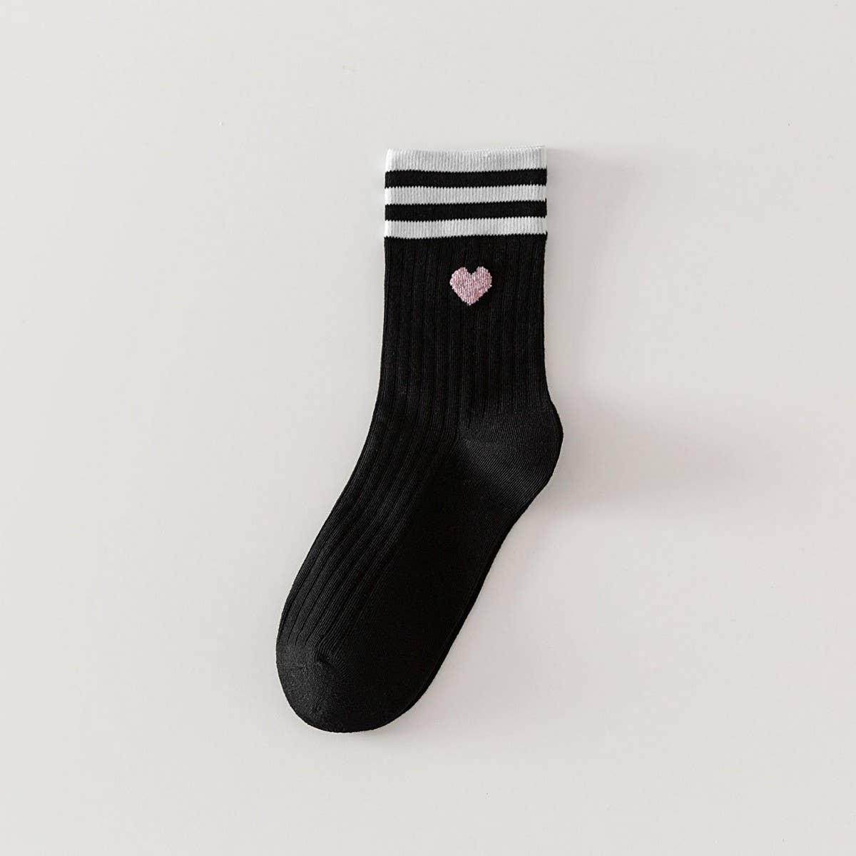 College Style Heart & Stripes Crew Socks