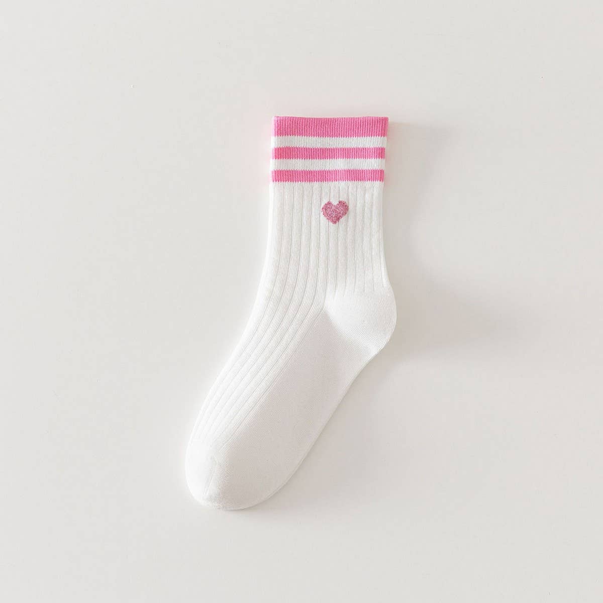 College Style Heart & Stripes Crew Socks
