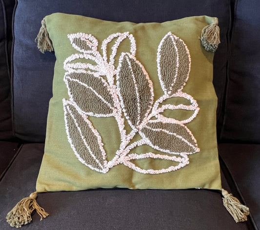 Green Leaf Pillow Cover