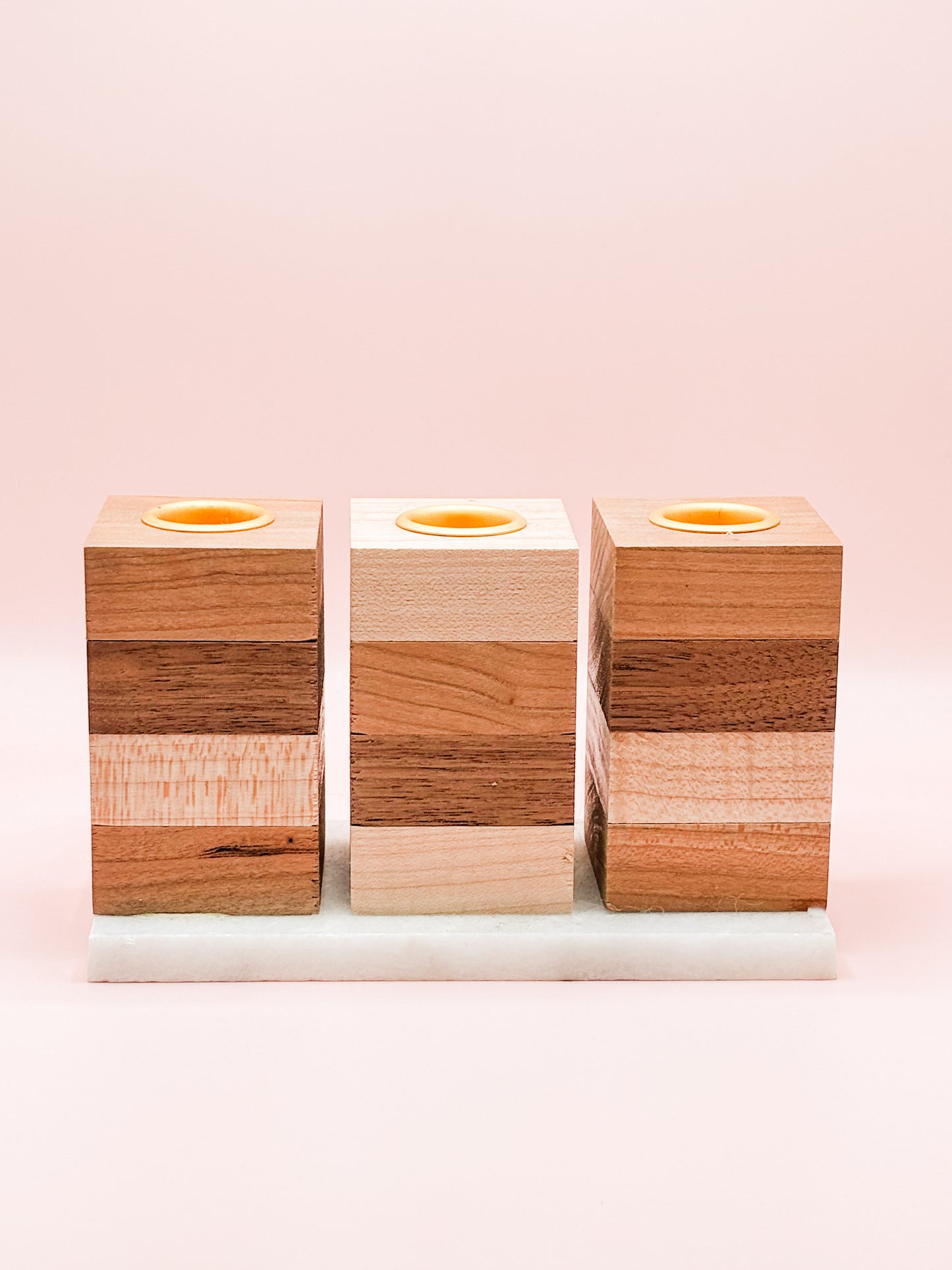 Wood & Marble Candle Holder