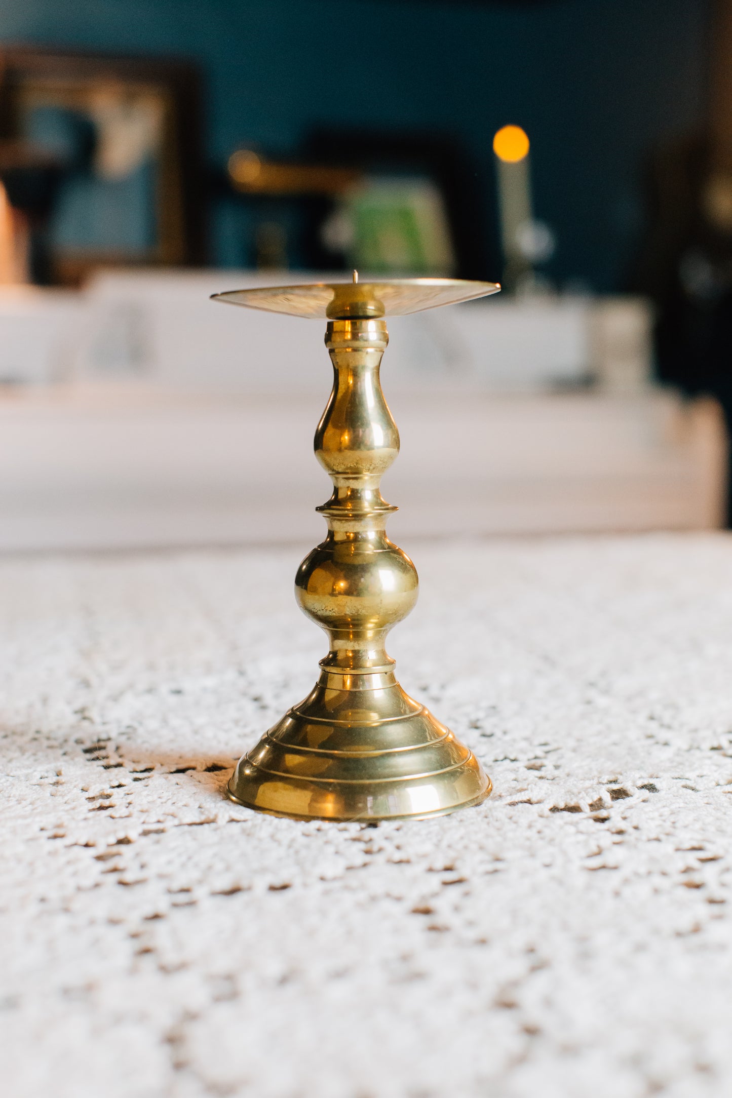 Vintage Brass Pillar Candle Stand