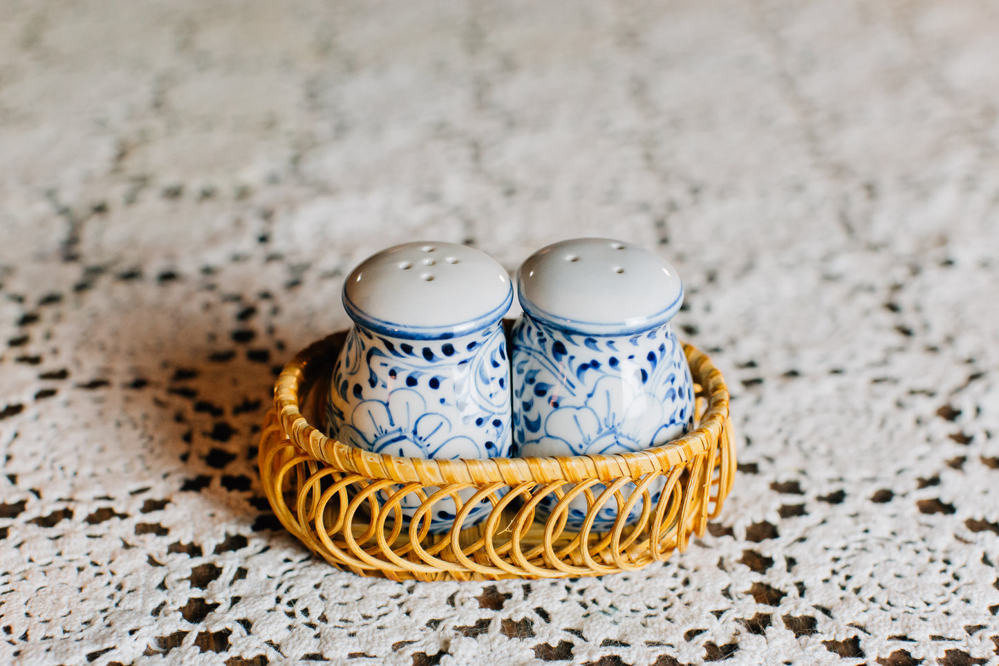 Vintage Blue & White Salt & Pepper Shakers