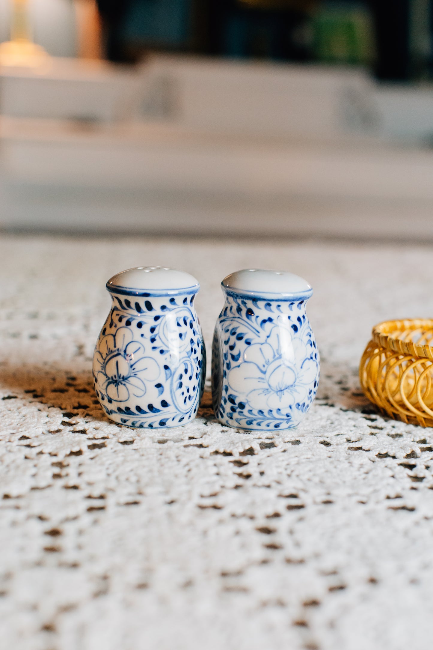 Vintage Blue & White Salt & Pepper Shakers