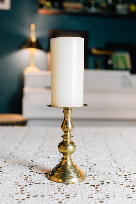 Vintage Brass Pillar Candle Stand