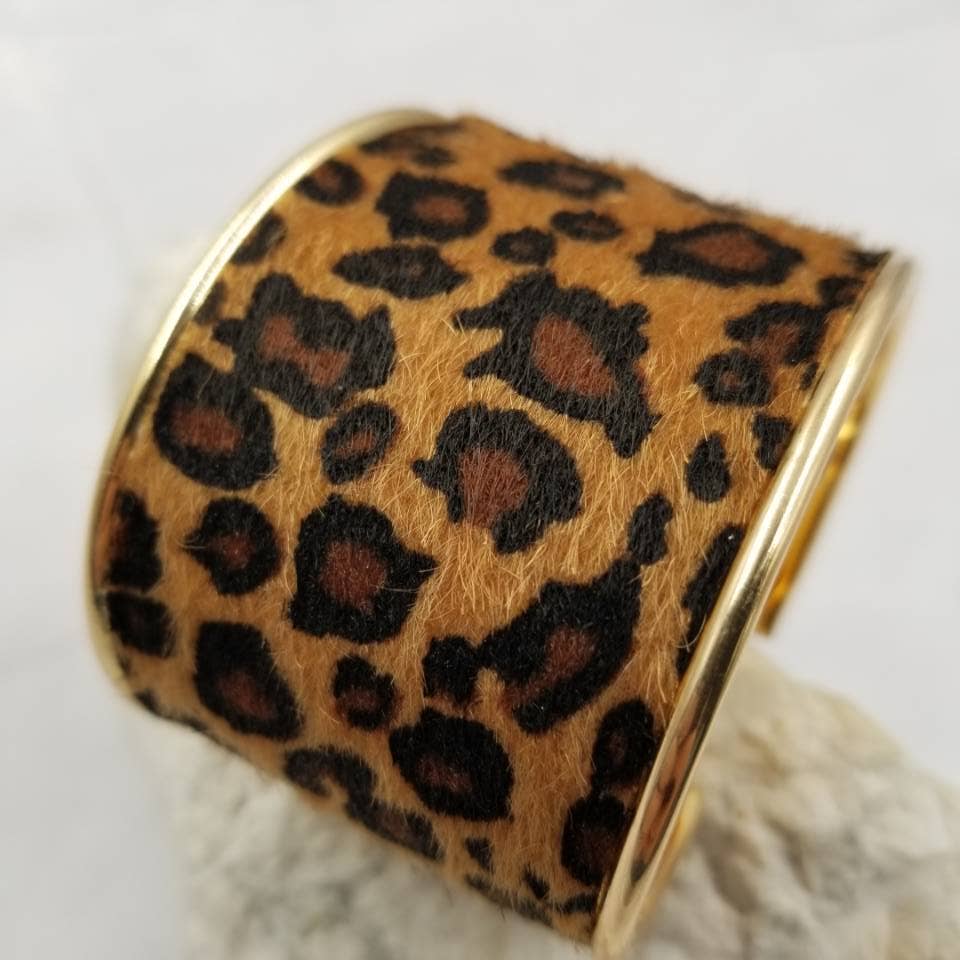 Leopard Print Gold Cuff Bracelet