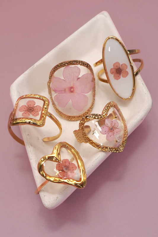 Pressed Flower Floral Rings