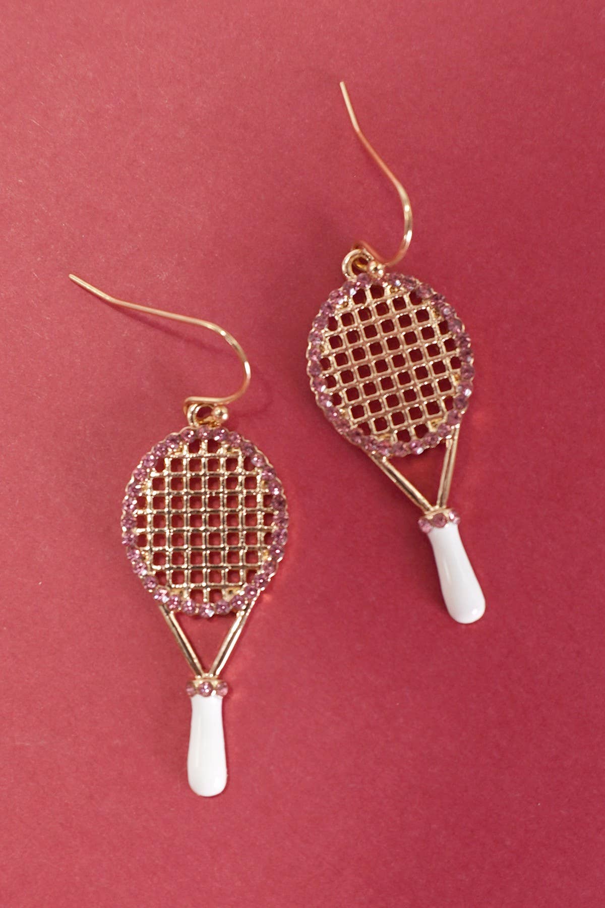 Tennis Racket Rhinestone Earrings