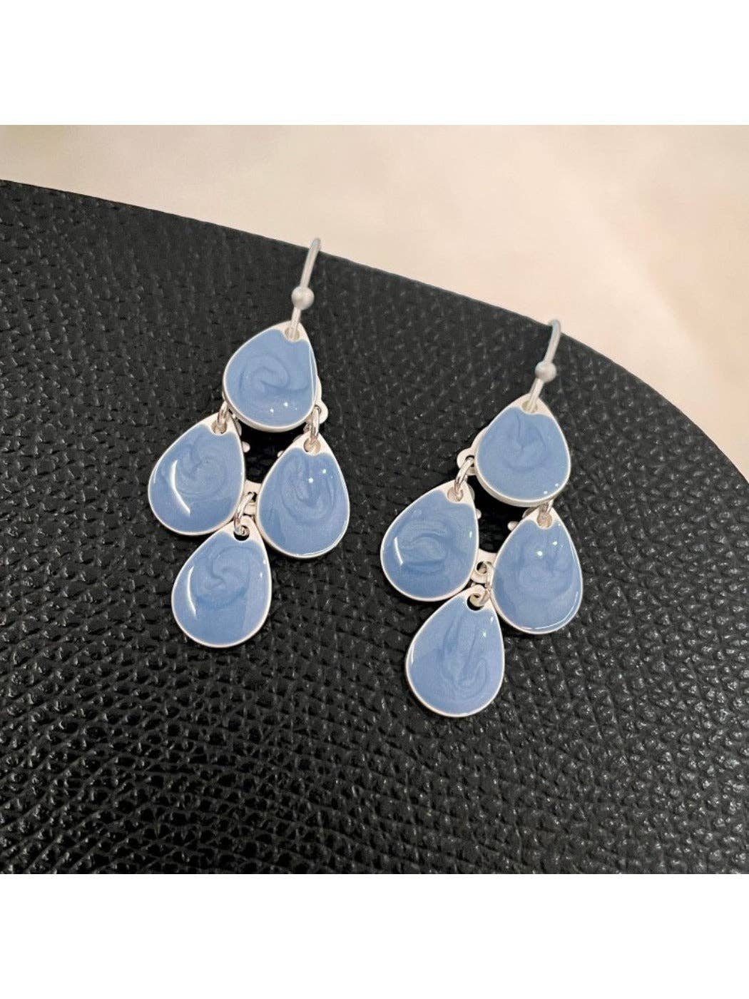 Earwish - Blue Teardrop Tassel Earrings - Elegant & Simple