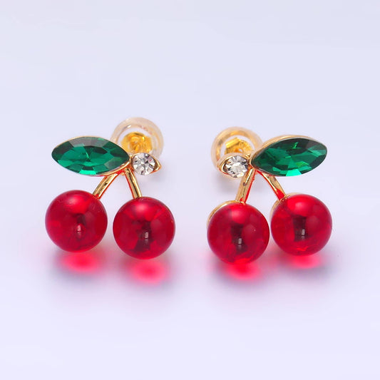 Red Cherry Stud Earrings