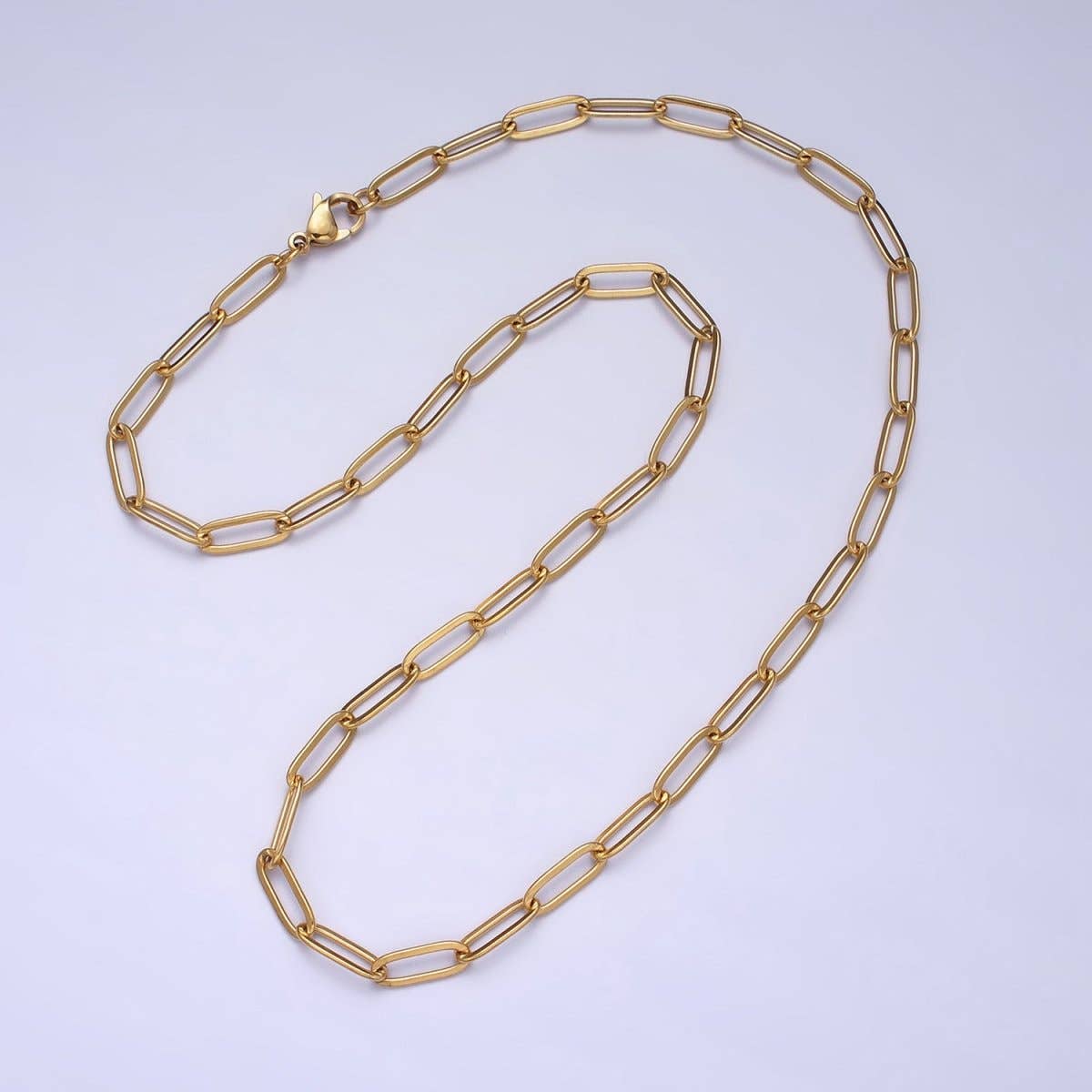 Gold Paperclip Chain Necklace  17.7 inch
