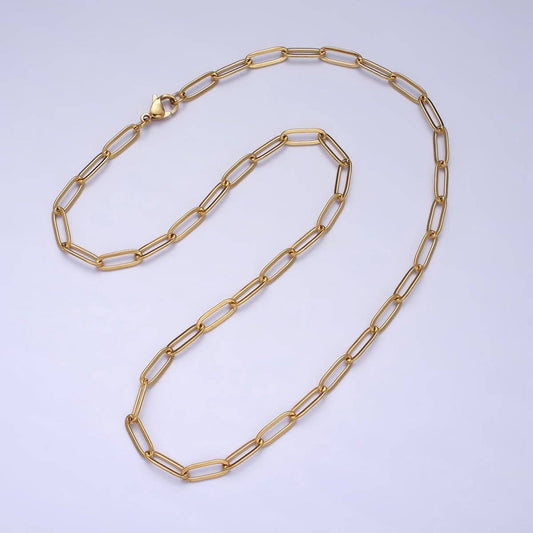 Gold Paperclip Chain Necklace  17.7 inch
