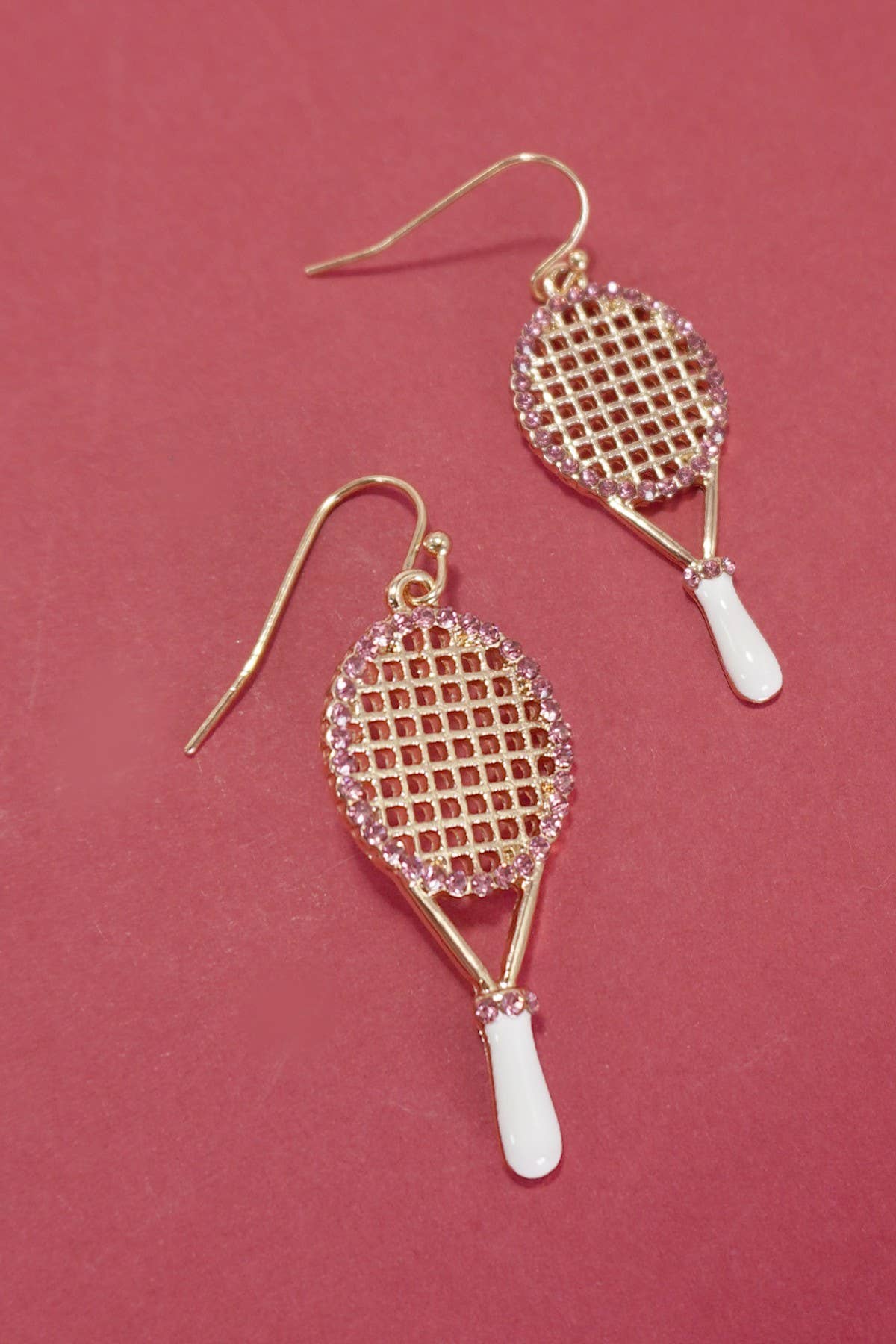 Tennis Racket Rhinestone Earrings