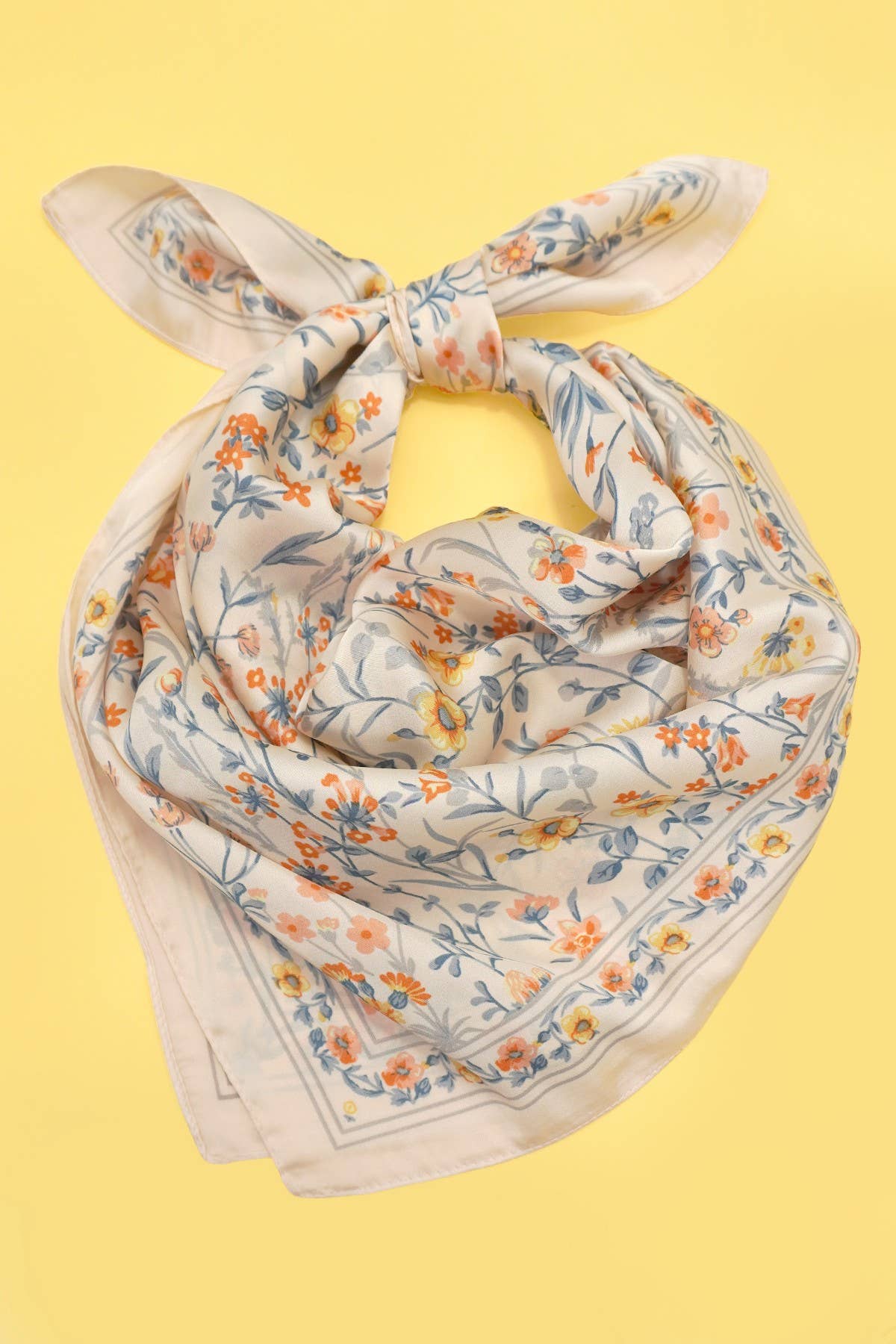 Floral Flower Silk Finish Bandana Scarf | 40SC729