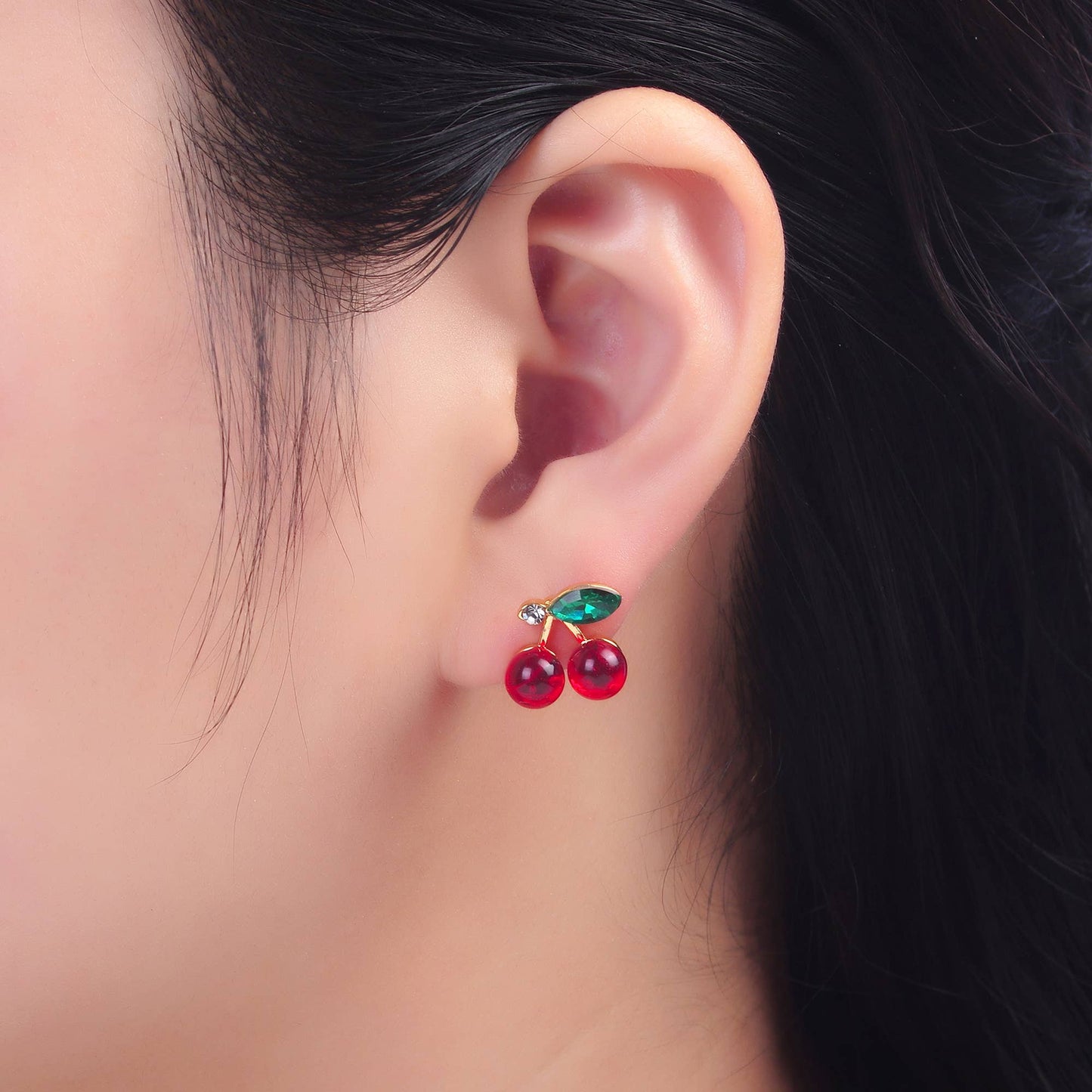 Red Cherry Stud Earrings