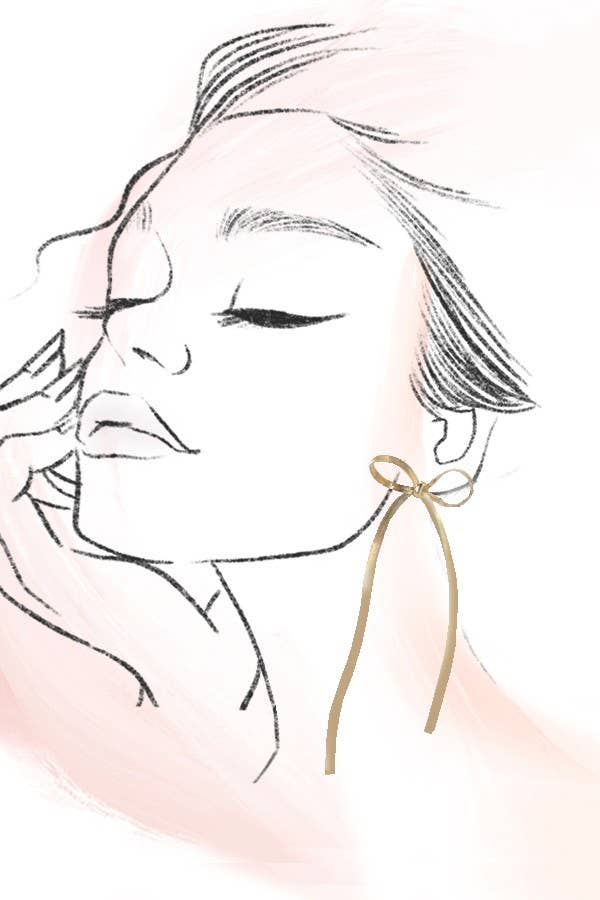 Snake Chain Long Bow Earrings