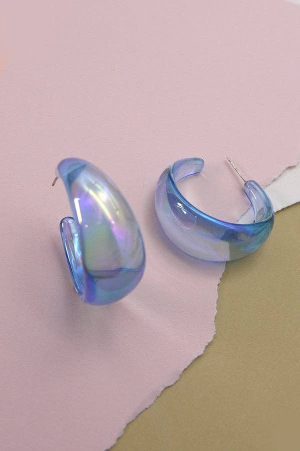 Iridescent Wide Hoop Earrings
