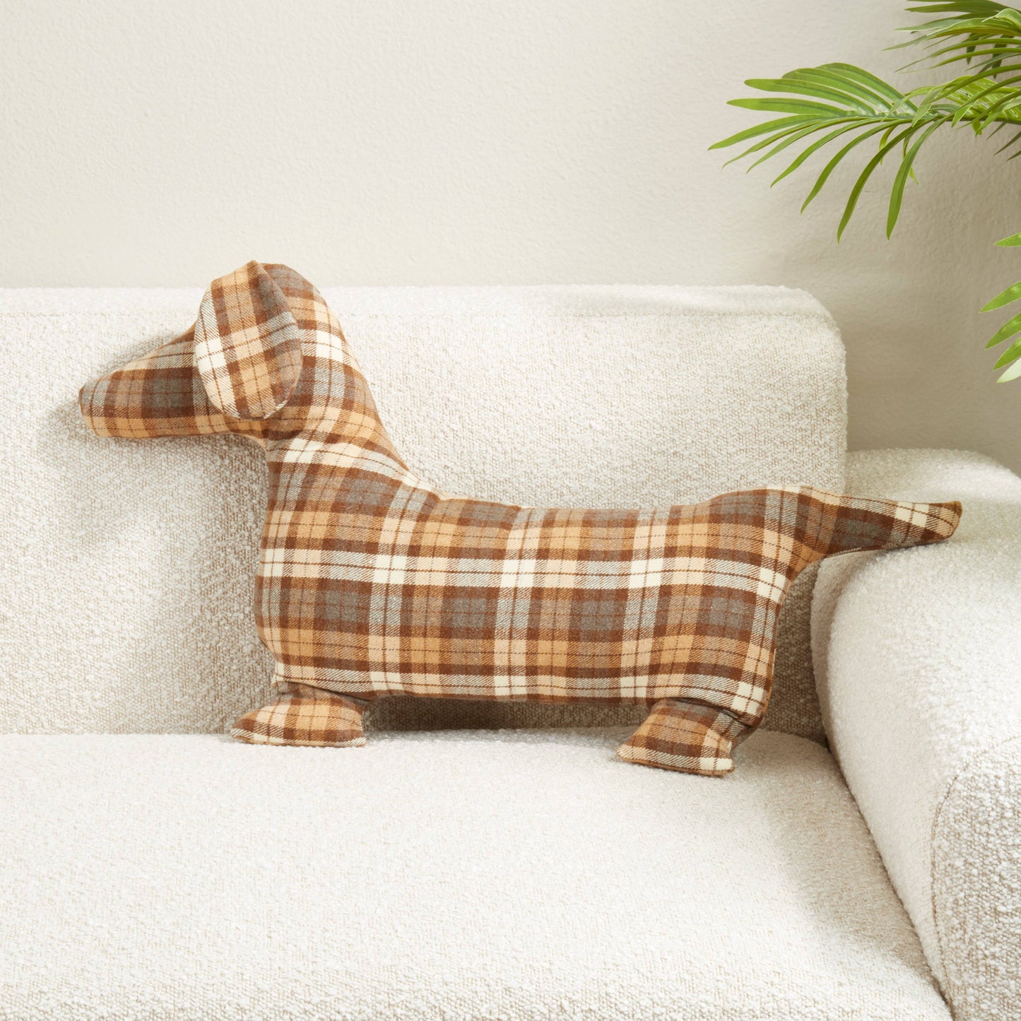 Plaid Dachshund Throw Pillow